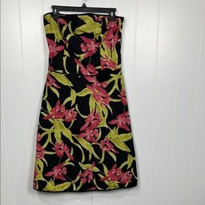 Speechless Womens Dress 13 Black Green Pink Floral Back Zip Fit & Flare Classy